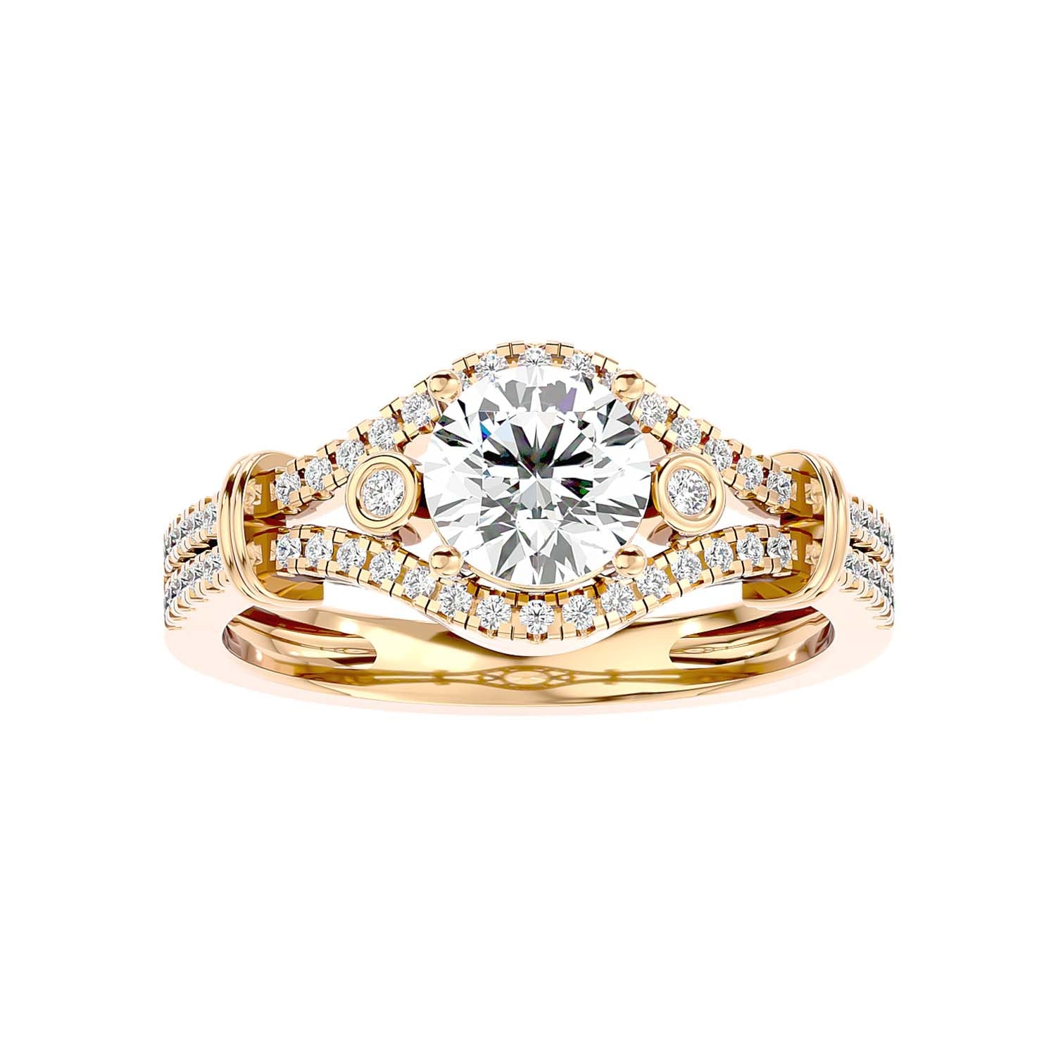 Solitaire Engagement Lab Diamond Ring 18 Karat Yellow Gold Vega 65 Pointer Lab Diamond Ring Fiona Diamonds