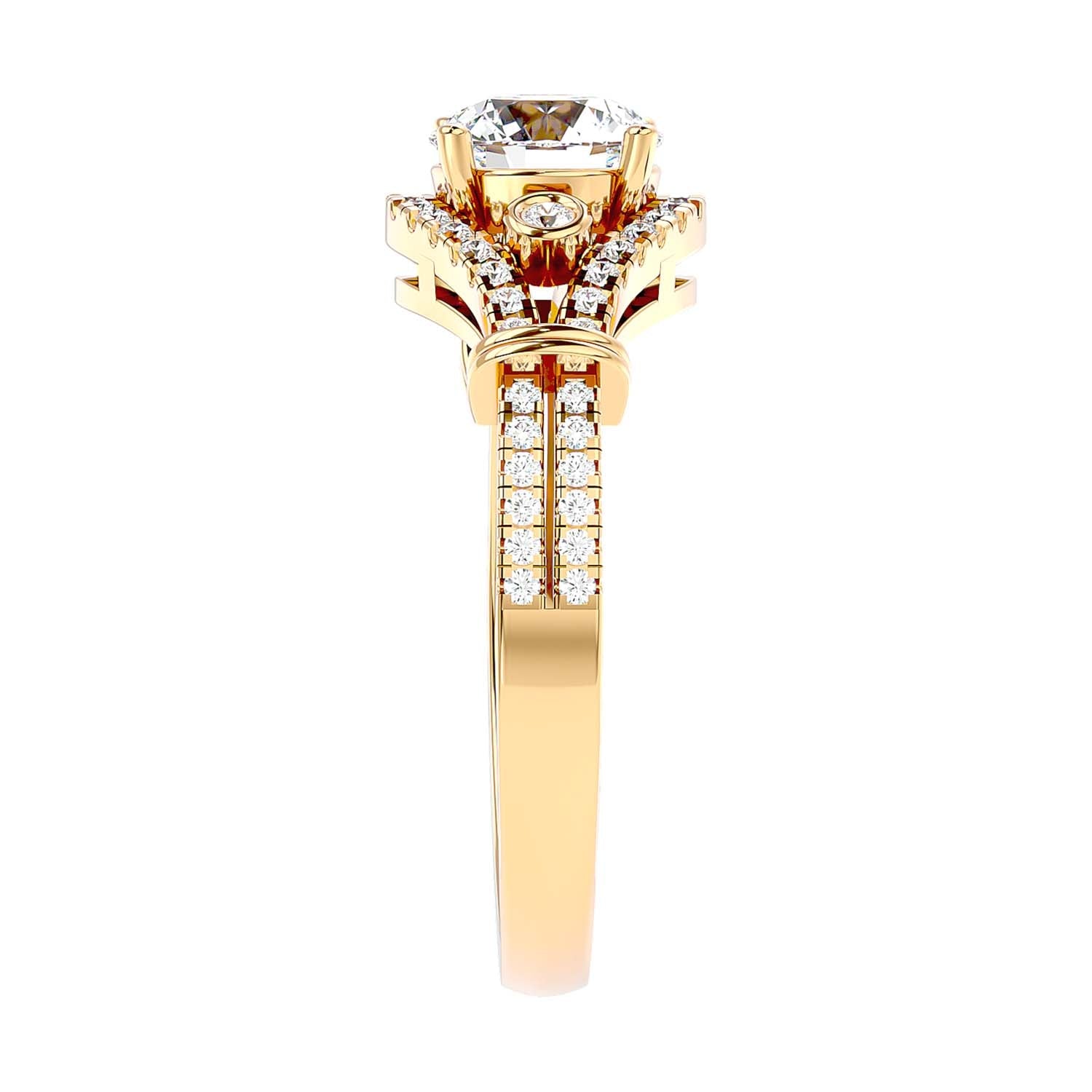 Solitaire Engagement Lab Diamond Ring 18 Karat Yellow Gold Vega 65 Pointer Lab Diamond Ring Fiona Diamonds