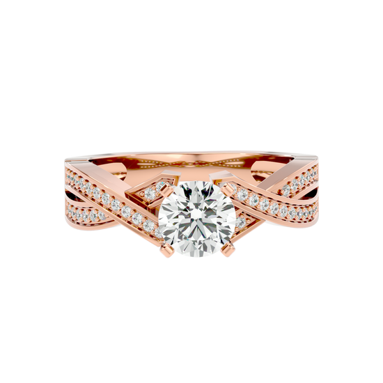 Load image into Gallery viewer, Solitaire Engagement Lab Diamond Ring 18 Karat Rose Gold Tourbillon 60 Pointer Lab Diamond Ring Fiona Diamonds
