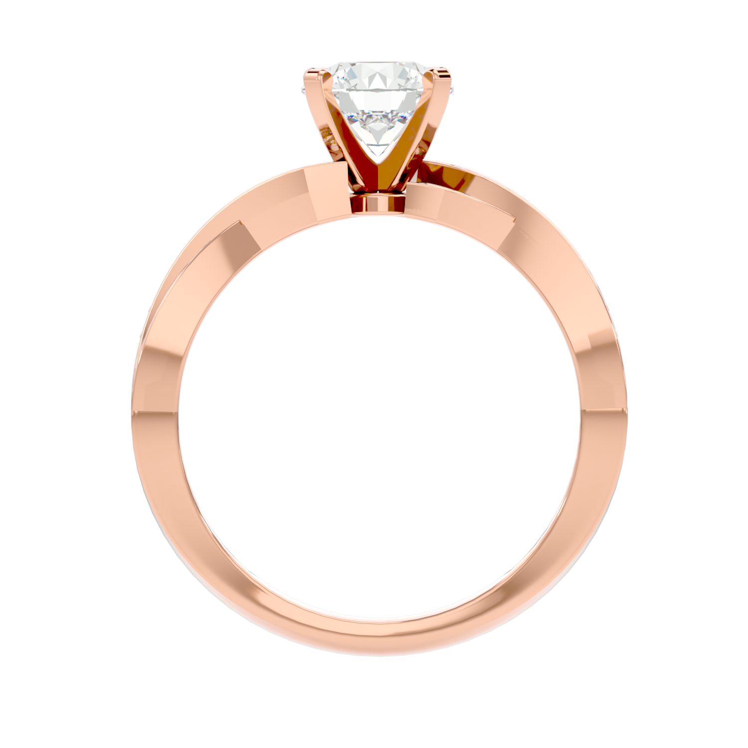 Solitaire Engagement Lab Diamond Ring 18 Karat Rose Gold Tourbillon 60 Pointer Lab Diamond Ring Fiona Diamonds