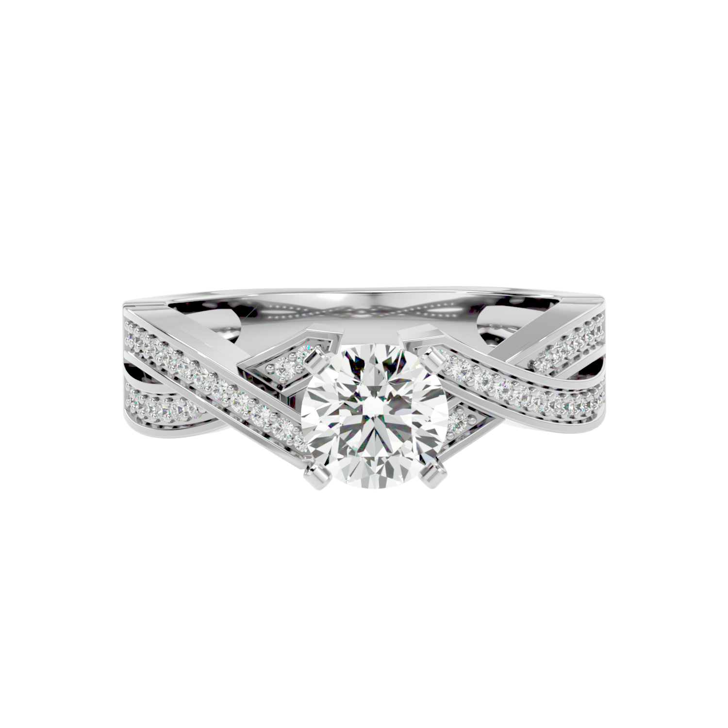 Solitaire Engagement Lab Diamond Ring 18 Karat White Gold Tourbillon 60 Pointer Lab Diamond Ring Fiona Diamonds