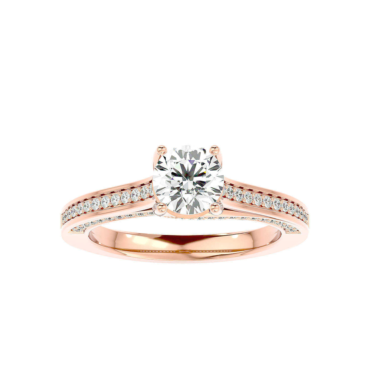 Solitaire Engagement Lab Diamond Ring 18 Karat Rose Gold Radiating 55 Pointer Lab Diamond Ring Fiona Diamonds