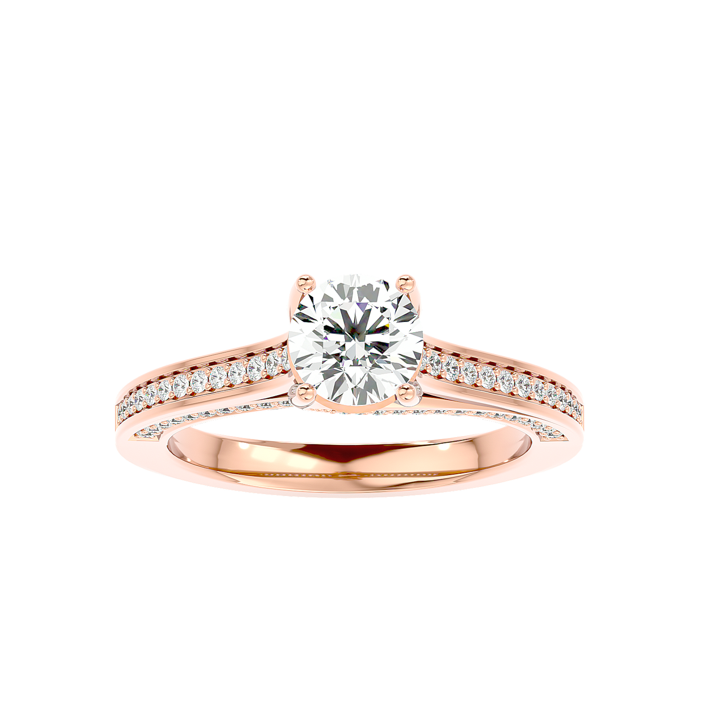 Solitaire Engagement Lab Diamond Ring 18 Karat Rose Gold Radiating 55 Pointer Lab Diamond Ring Fiona Diamonds