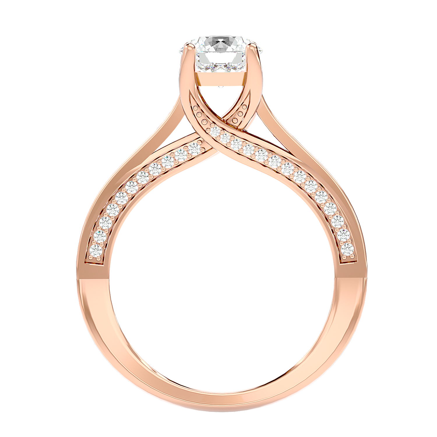 Solitaire Engagement Lab Diamond Ring 18 Karat Rose Gold Radiating 55 Pointer Lab Diamond Ring Fiona Diamonds