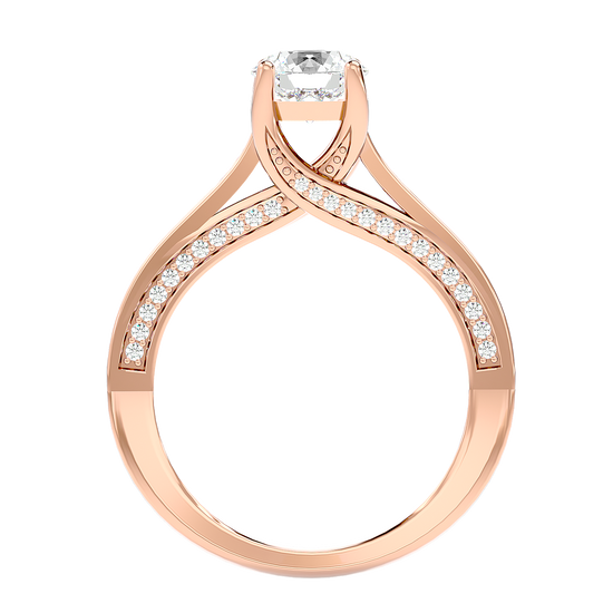 Solitaire Engagement Lab Diamond Ring 18 Karat Rose Gold Radiating 55 Pointer Lab Diamond Ring Fiona Diamonds
