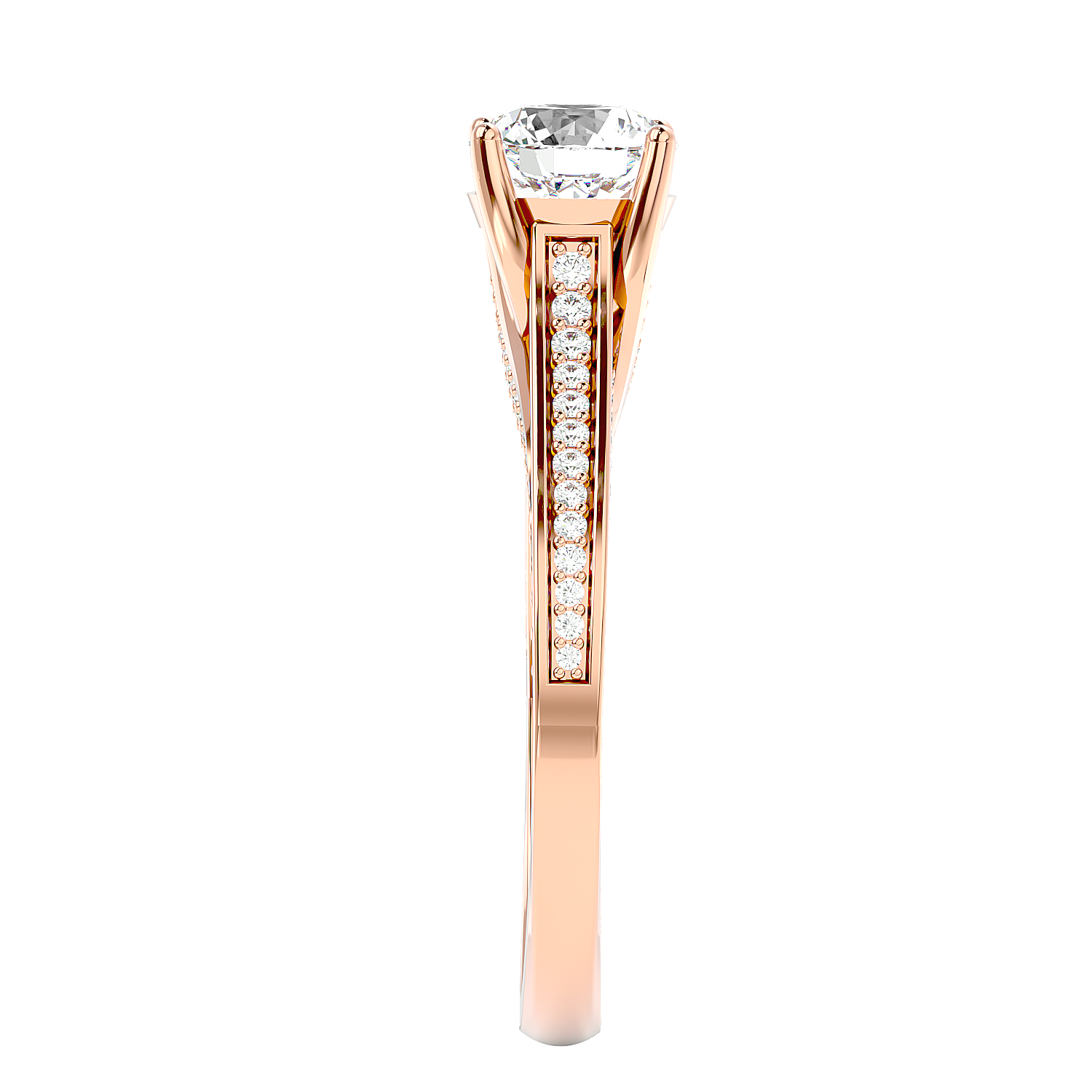 Solitaire Engagement Lab Diamond Ring 18 Karat Rose Gold Radiating 55 Pointer Lab Diamond Ring Fiona Diamonds
