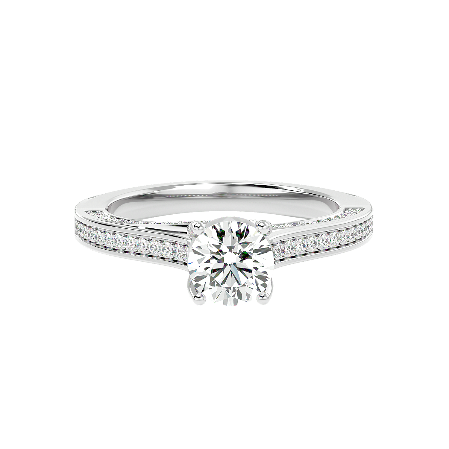 Solitaire Engagement Lab Diamond Ring 18 Karat White Gold Radiating 55 Pointer Lab Diamond Ring Fiona Diamonds