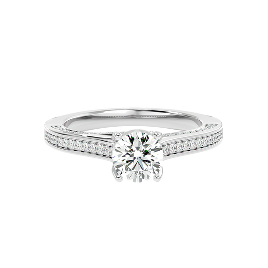 Solitaire Engagement Lab Diamond Ring 18 Karat White Gold Radiating 55 Pointer Lab Diamond Ring Fiona Diamonds