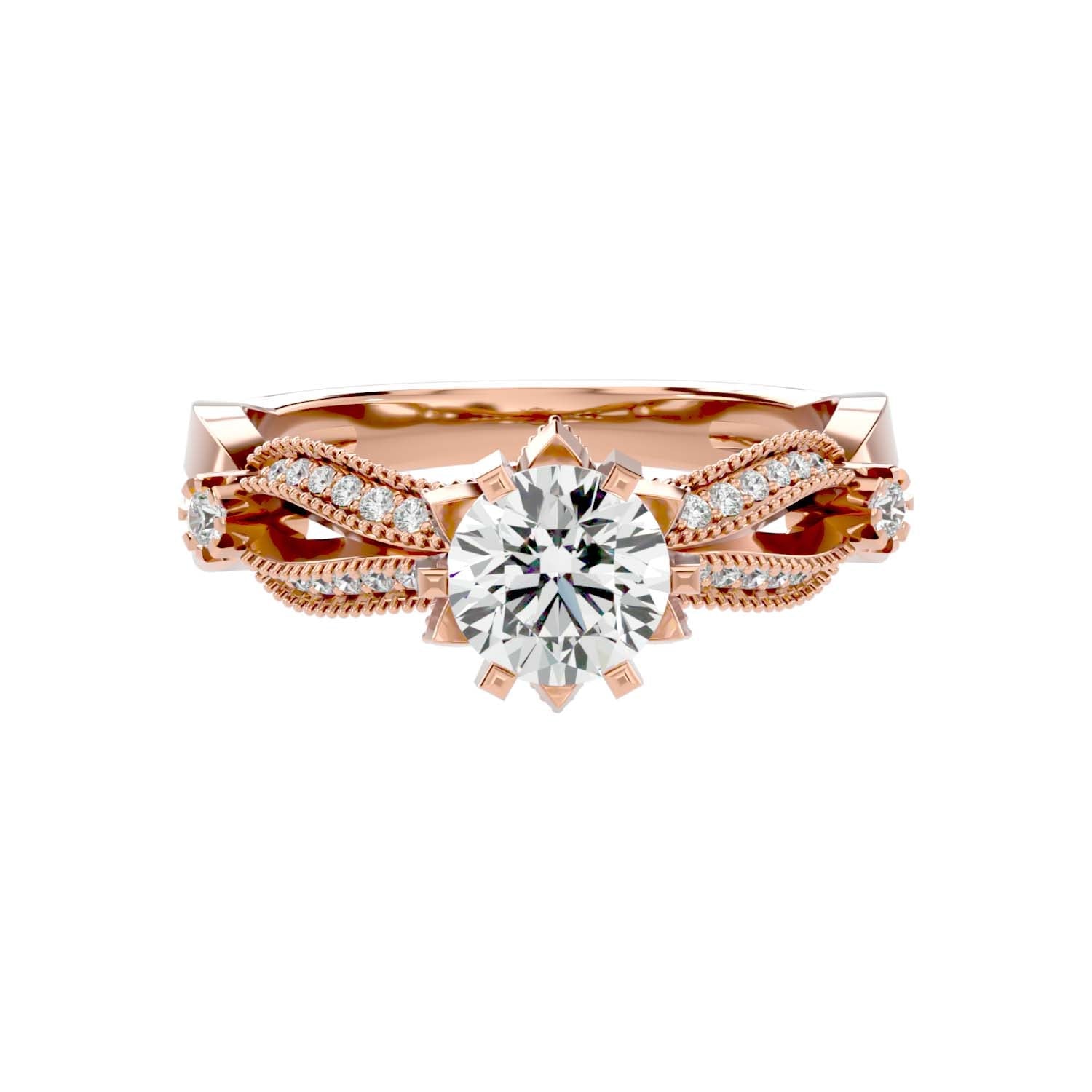 Solitaire Engagement Lab Diamond Ring 18 Karat Rose Gold Ruban 60 Pointer Lab Diamond Ring Fiona Diamonds