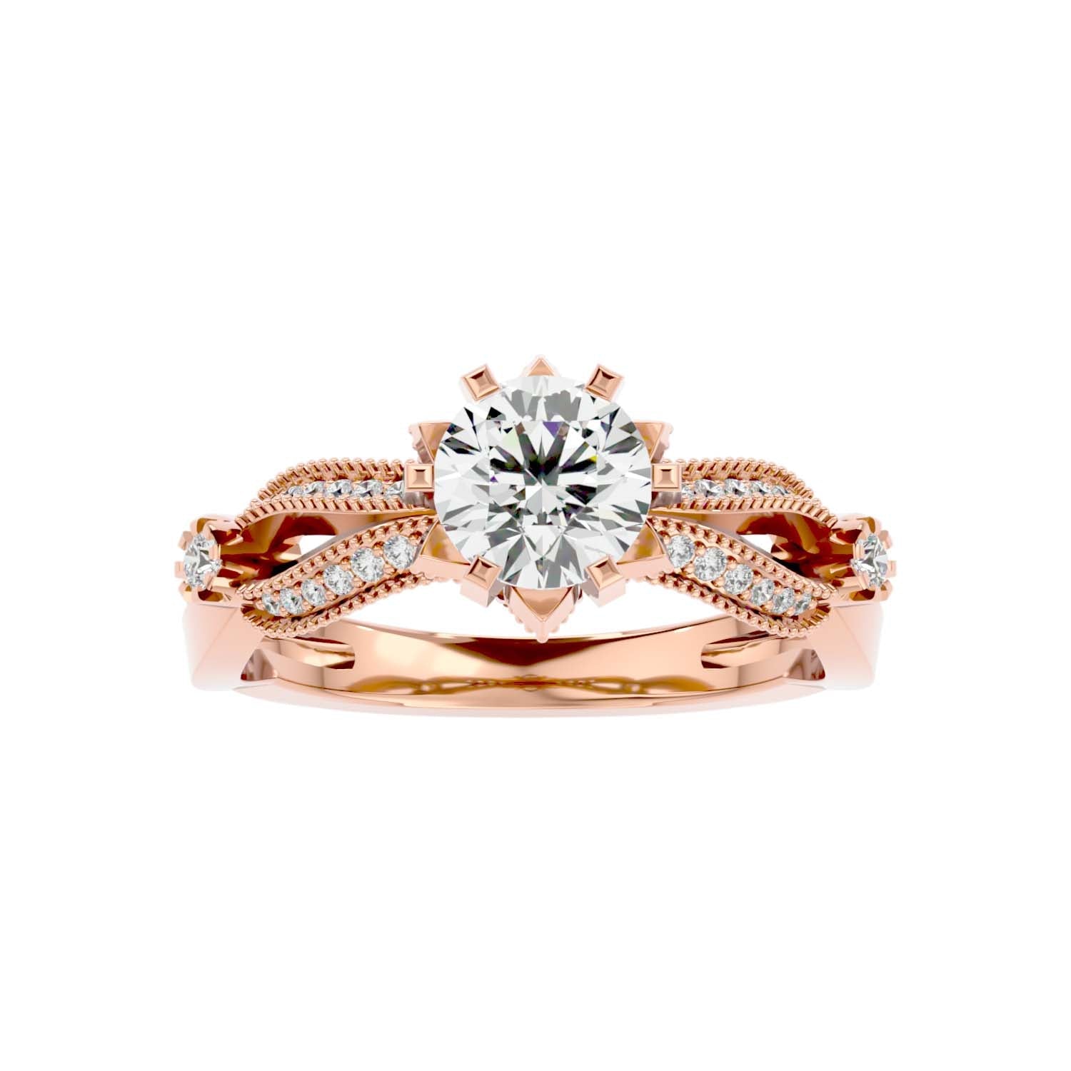 Solitaire Engagement Lab Diamond Ring 18 Karat Rose Gold Ruban 60 Pointer Lab Diamond Ring Fiona Diamonds