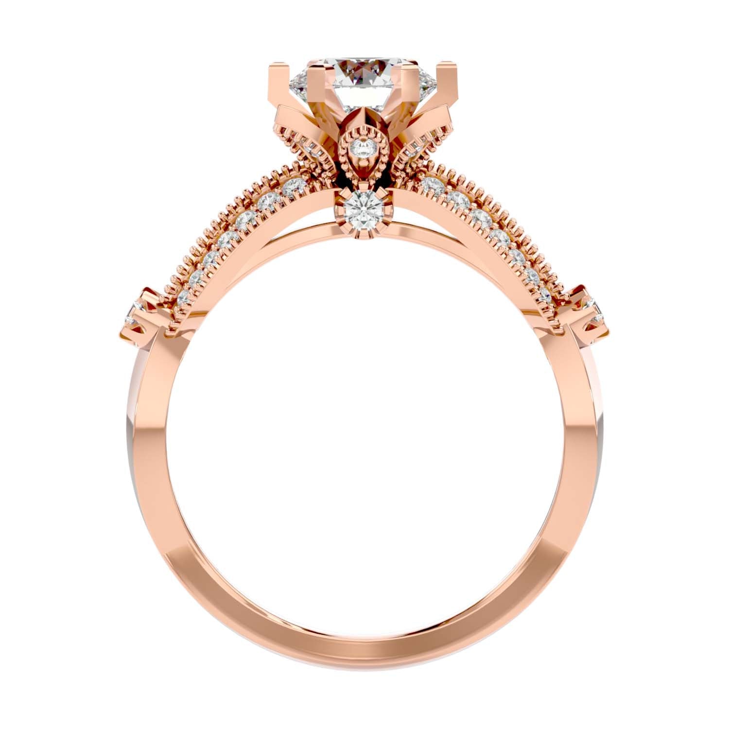 Solitaire Engagement Lab Diamond Ring 18 Karat Rose Gold Ruban 60 Pointer Lab Diamond Ring Fiona Diamonds