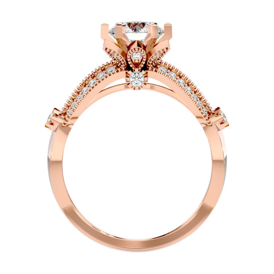 Load image into Gallery viewer, Solitaire Engagement Lab Diamond Ring 18 Karat Rose Gold Ruban 60 Pointer Lab Diamond Ring Fiona Diamonds
