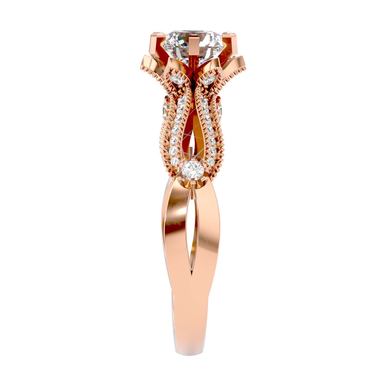 Solitaire Engagement Lab Diamond Ring 18 Karat Rose Gold Ruban 60 Pointer Lab Diamond Ring Fiona Diamonds