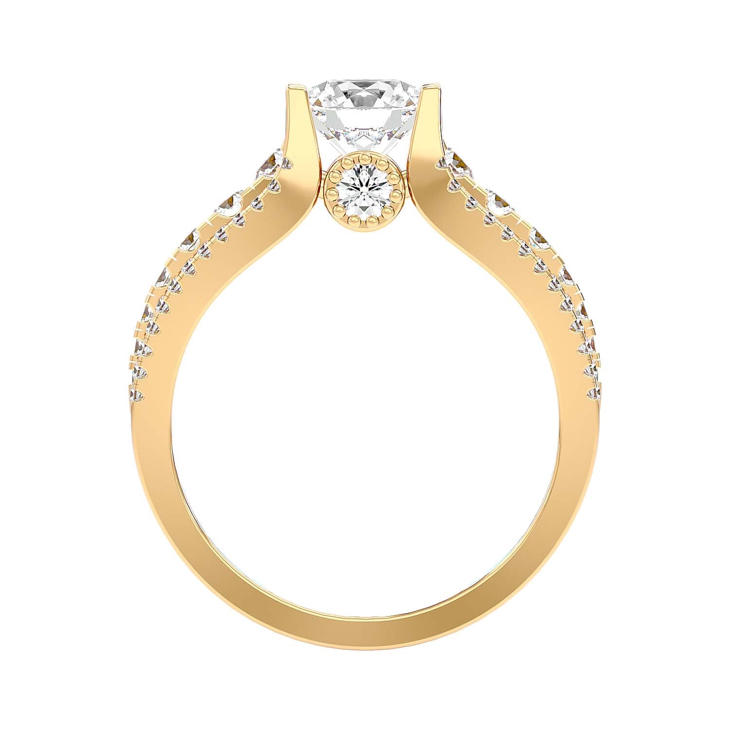 Solitaire Engagement Lab Diamond Ring 18 Karat Yellow Gold Trancy 65 Pointer Lab Diamond Ring Fiona Diamonds