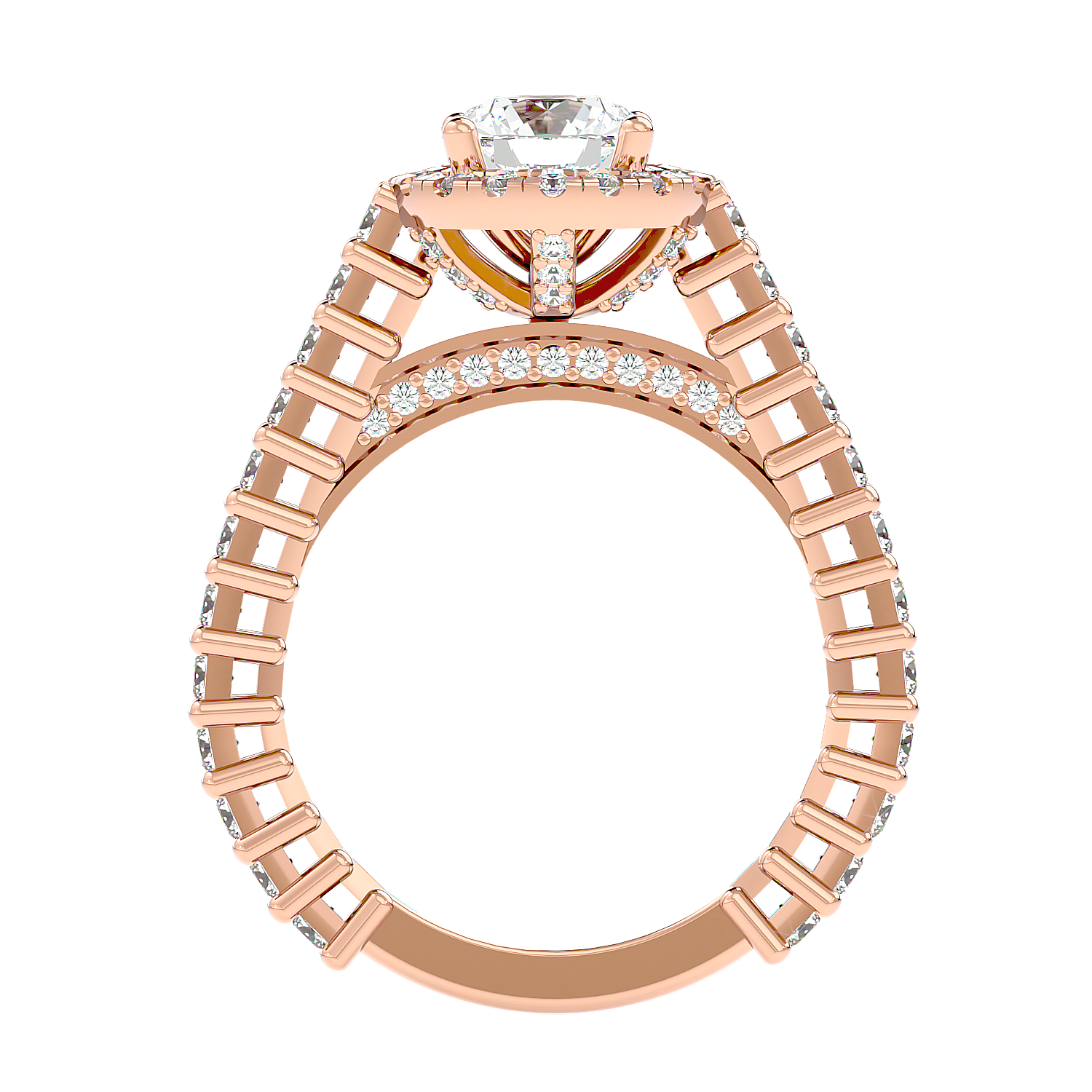 Solitaire Engagement Lab Diamond Ring 18 Karat Rose Gold Amore 65 pointer Halo Lab Diamond Ring Fiona Diamonds