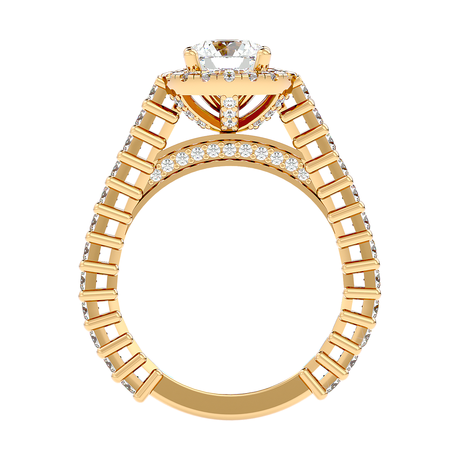 Solitaire Engagement Lab Diamond Ring 18 Karat Yellow Gold Amore 65 pointer Halo Lab Diamond Ring Fiona Diamonds