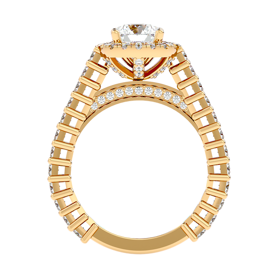 Solitaire Engagement Lab Diamond Ring 18 Karat Yellow Gold Amore 65 pointer Halo Lab Diamond Ring Fiona Diamonds