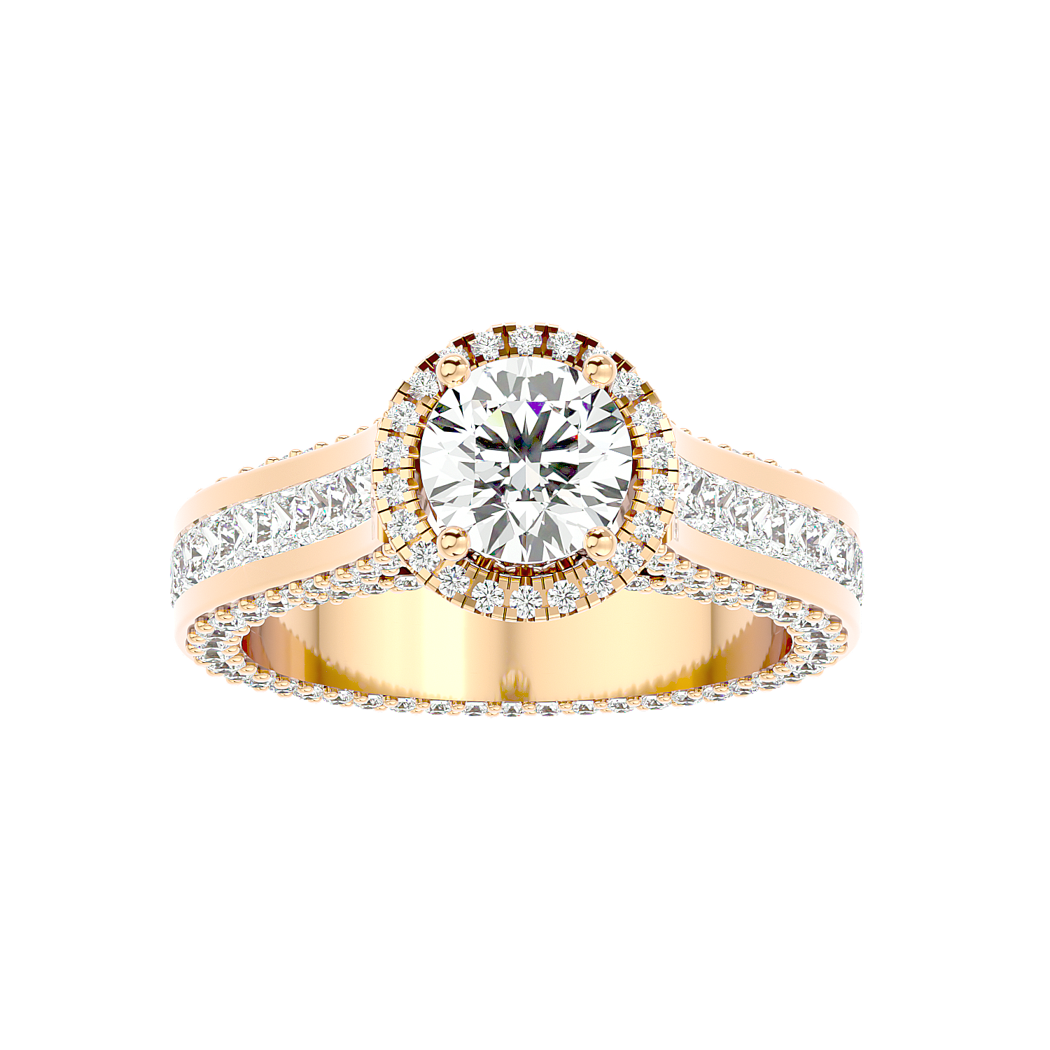 Solitaire Engagement Lab Diamond Ring 18 Karat Yellow Gold Geweldig 50 Pointer Halo Lab Diamond Ring Fiona Diamonds