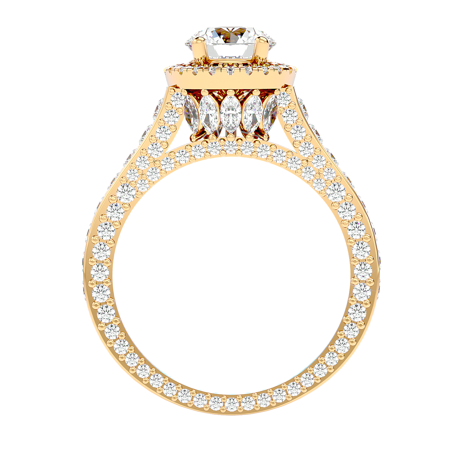 Solitaire Engagement Lab Diamond Ring 18 Karat Yellow Gold Geweldig 50 Pointer Halo Lab Diamond Ring Fiona Diamonds