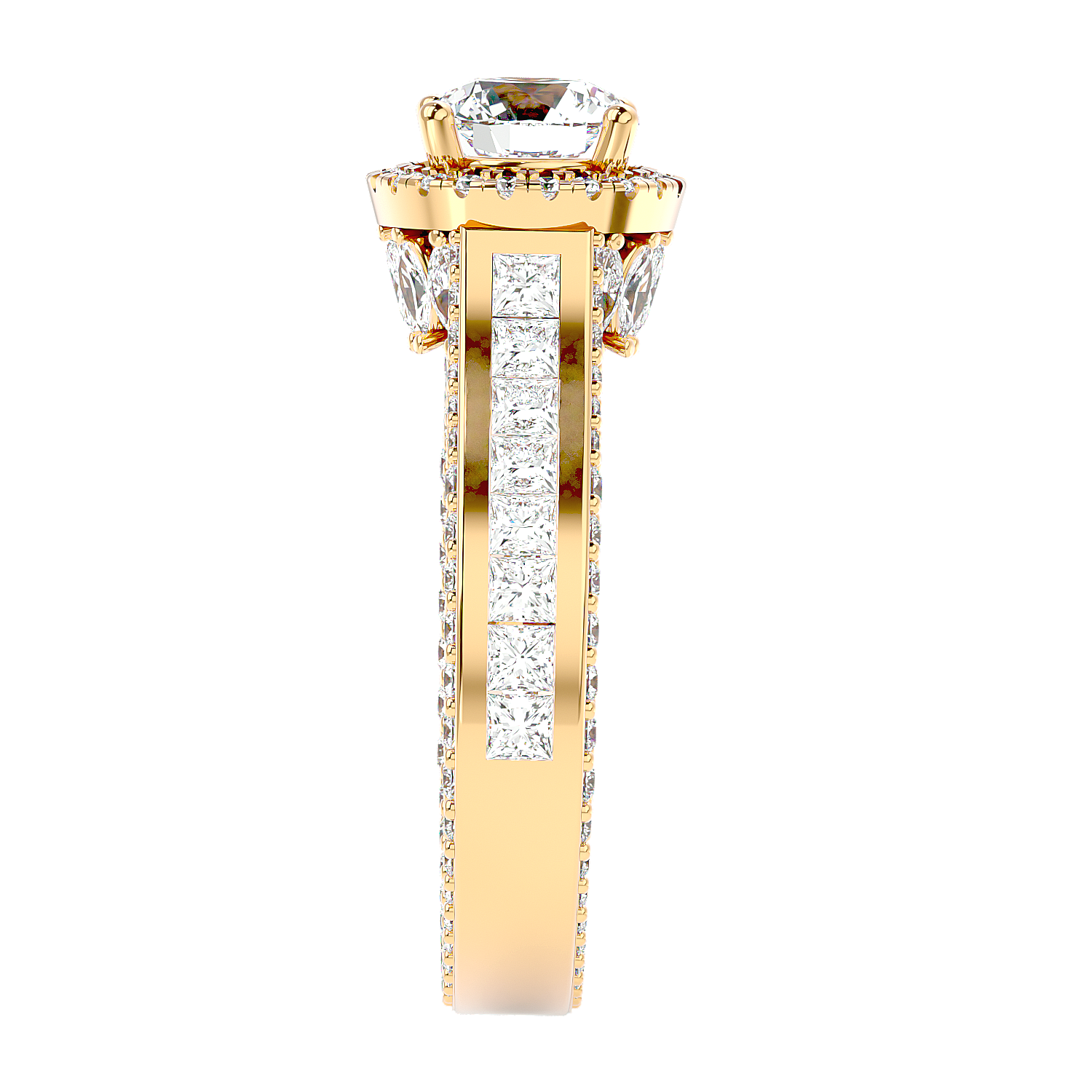 Solitaire Engagement Lab Diamond Ring 18 Karat Yellow Gold Geweldig 50 Pointer Halo Lab Diamond Ring Fiona Diamonds