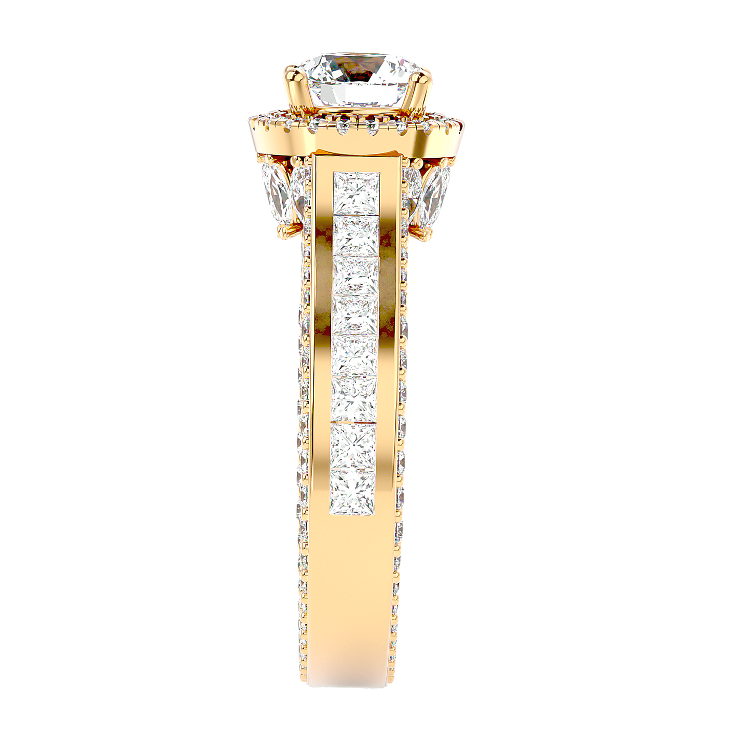 Solitaire Engagement Lab Diamond Ring 18 Karat Yellow Gold Geweldig 50 Pointer Halo Lab Diamond Ring Fiona Diamonds