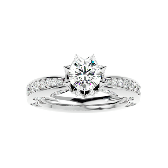 Solitaire Engagement Lab Diamond Ring 18 Karat White Gold Floreale 50 Pointer Lab Diamond Ring Fiona Diamonds