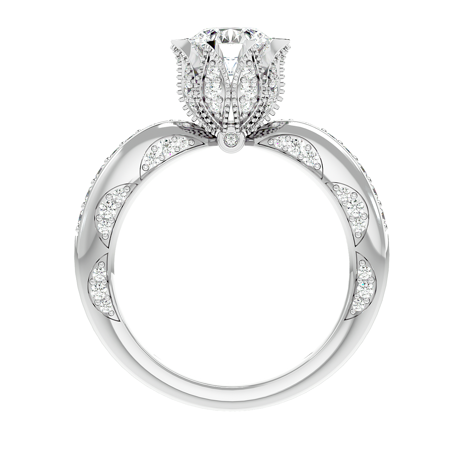 Solitaire Engagement Lab Diamond Ring 18 Karat White Gold Floreale 50 Pointer Lab Diamond Ring Fiona Diamonds