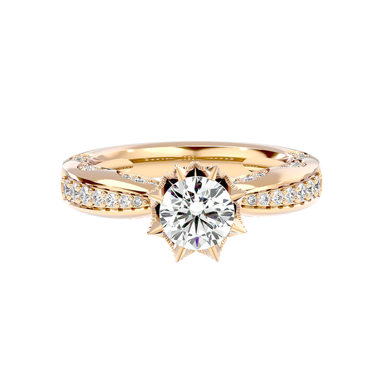 Solitaire Engagement Lab Diamond Ring 18 Karat Yellow Gold Floreale 50 Pointer Lab Diamond Ring Fiona Diamonds