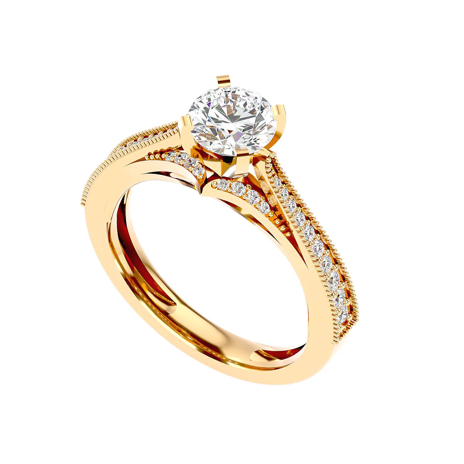 Lab Diamond Rings Belza 50 Pointer Round Lab Diamond Ring