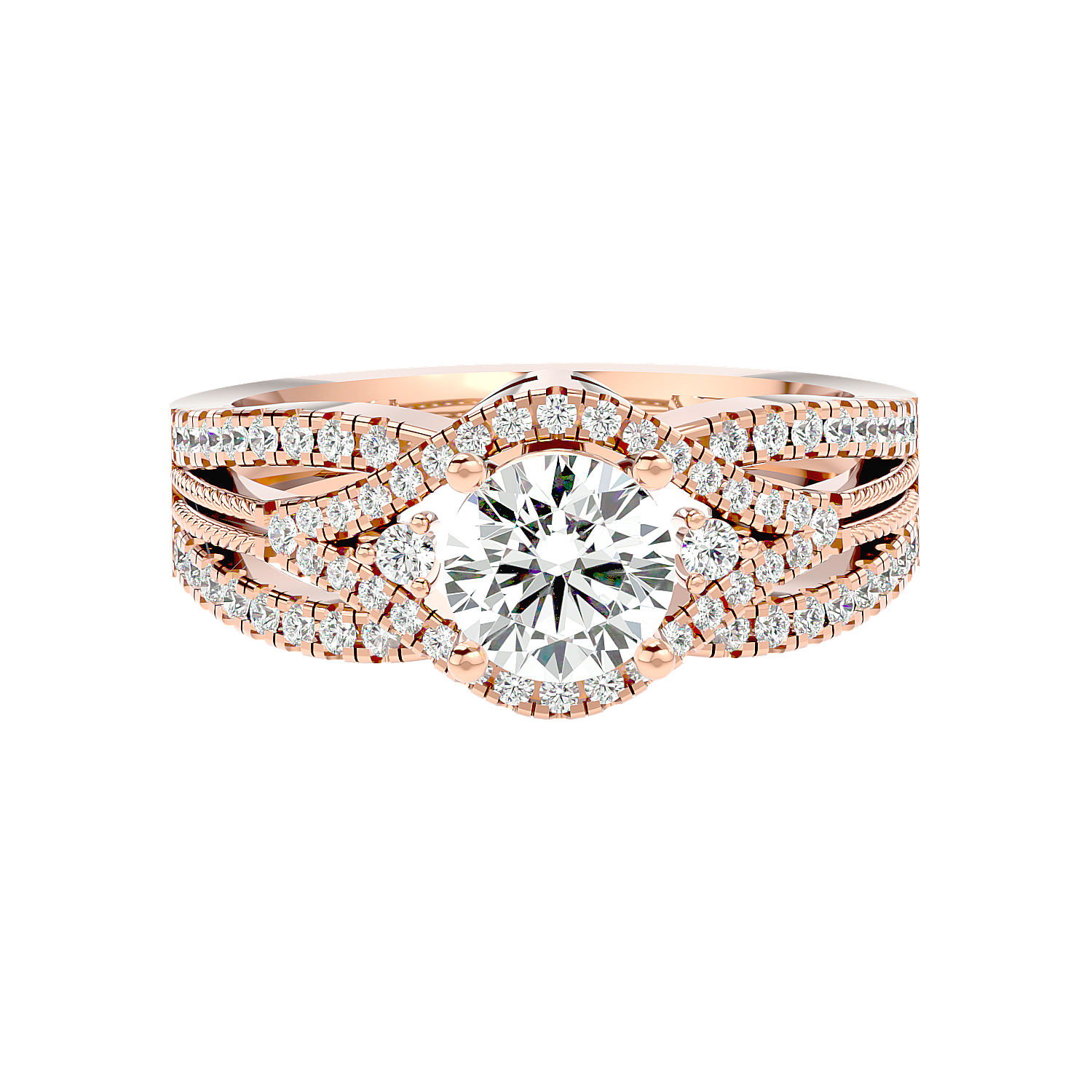 Solitaire Engagement Lab Diamond Ring 18 Karat Rose Gold Cuerda 60 Pointer Lab Diamond Ring Fiona Diamonds