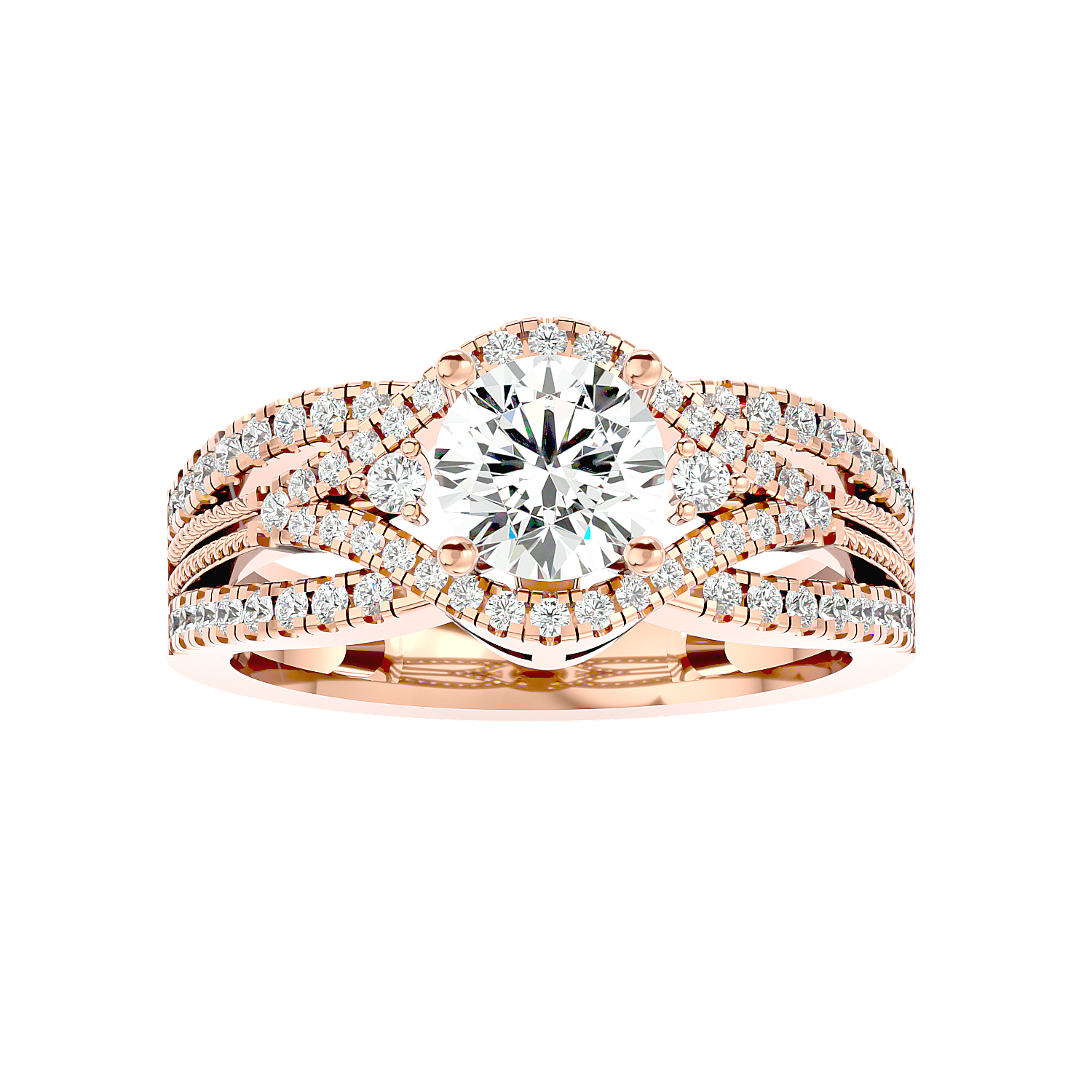Solitaire Engagement Lab Diamond Ring 18 Karat Rose Gold Cuerda 60 Pointer Lab Diamond Ring Fiona Diamonds