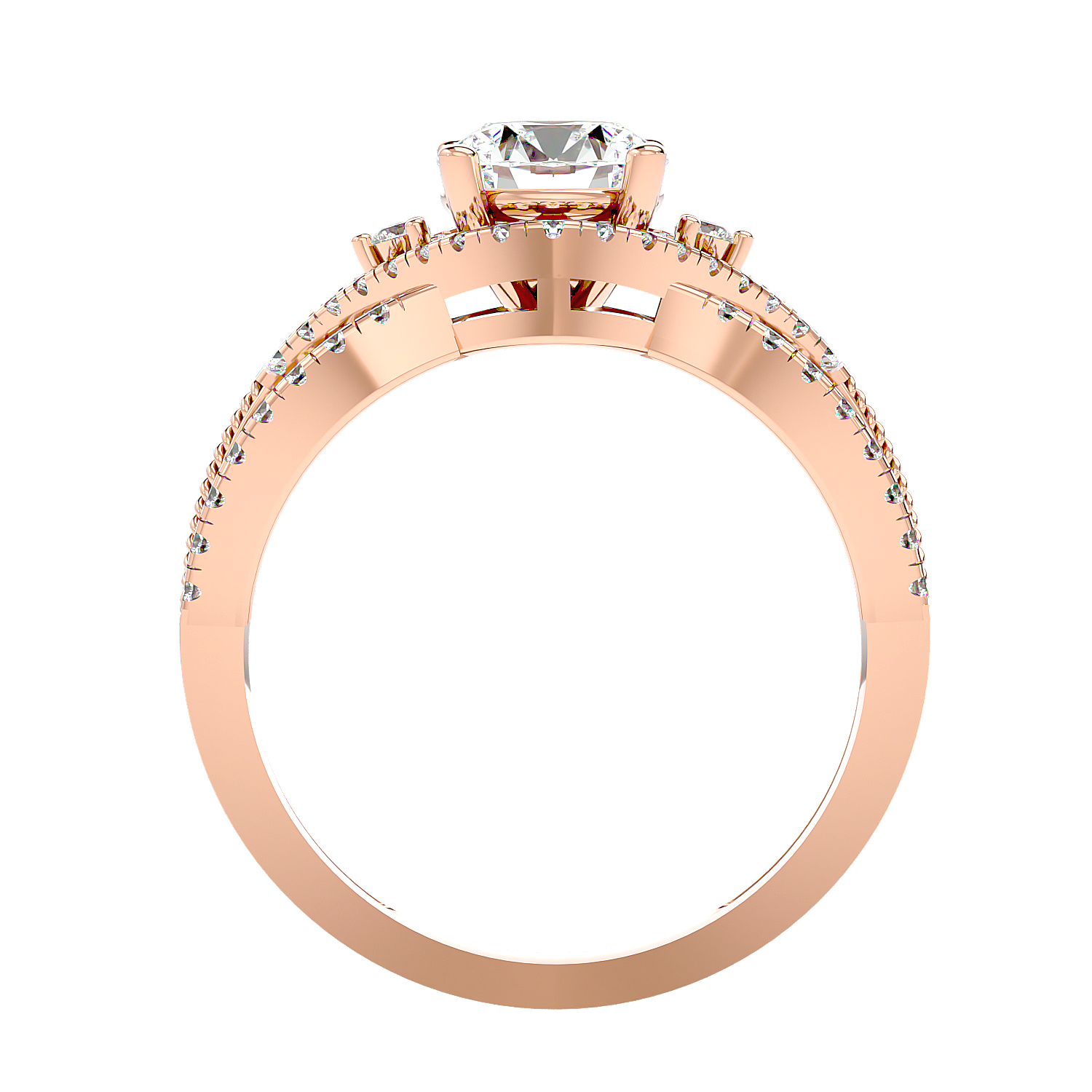 Solitaire Engagement Lab Diamond Ring 18 Karat Rose Gold Cuerda 60 Pointer Lab Diamond Ring Fiona Diamonds