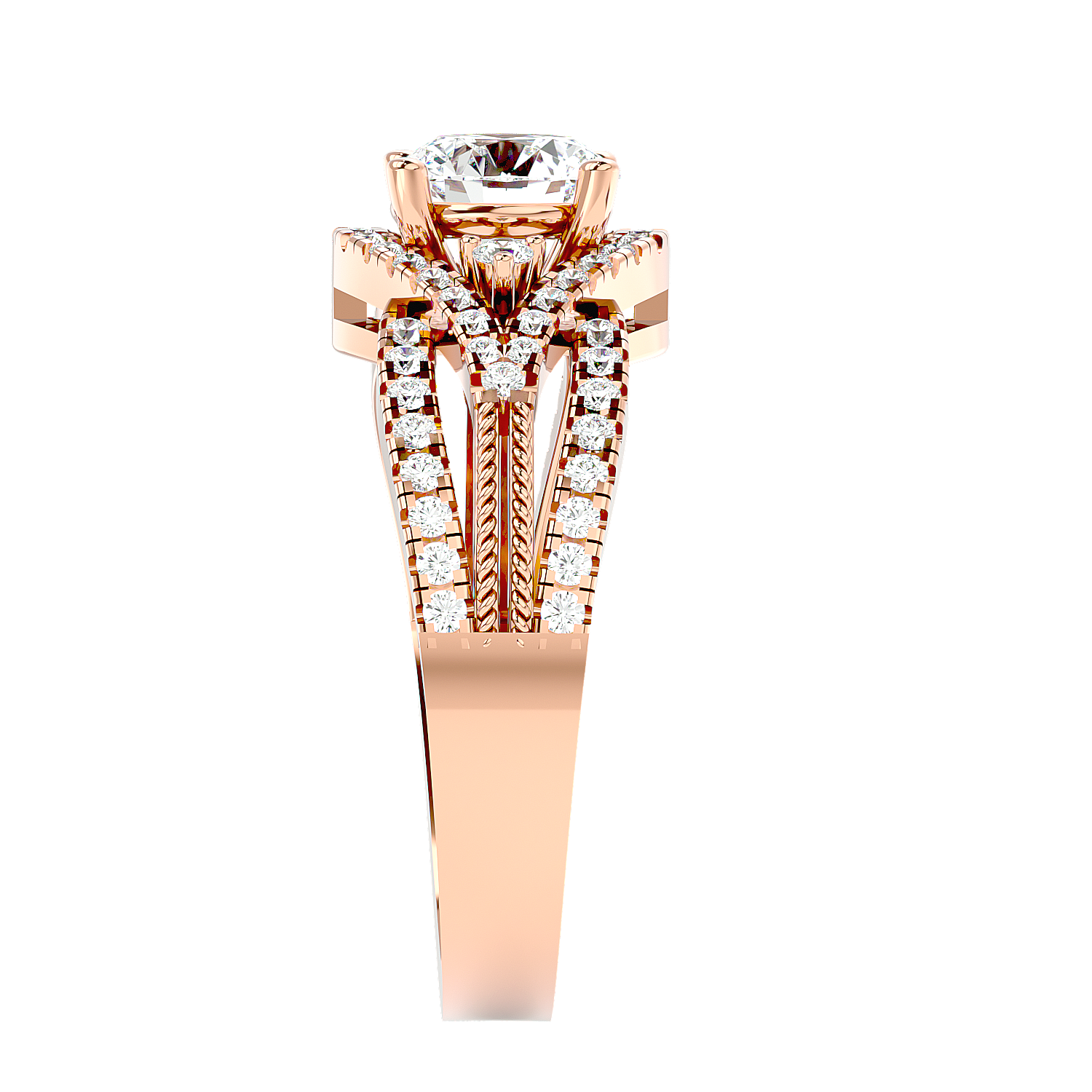Solitaire Engagement Lab Diamond Ring 18 Karat Rose Gold Cuerda 60 Pointer Lab Diamond Ring Fiona Diamonds