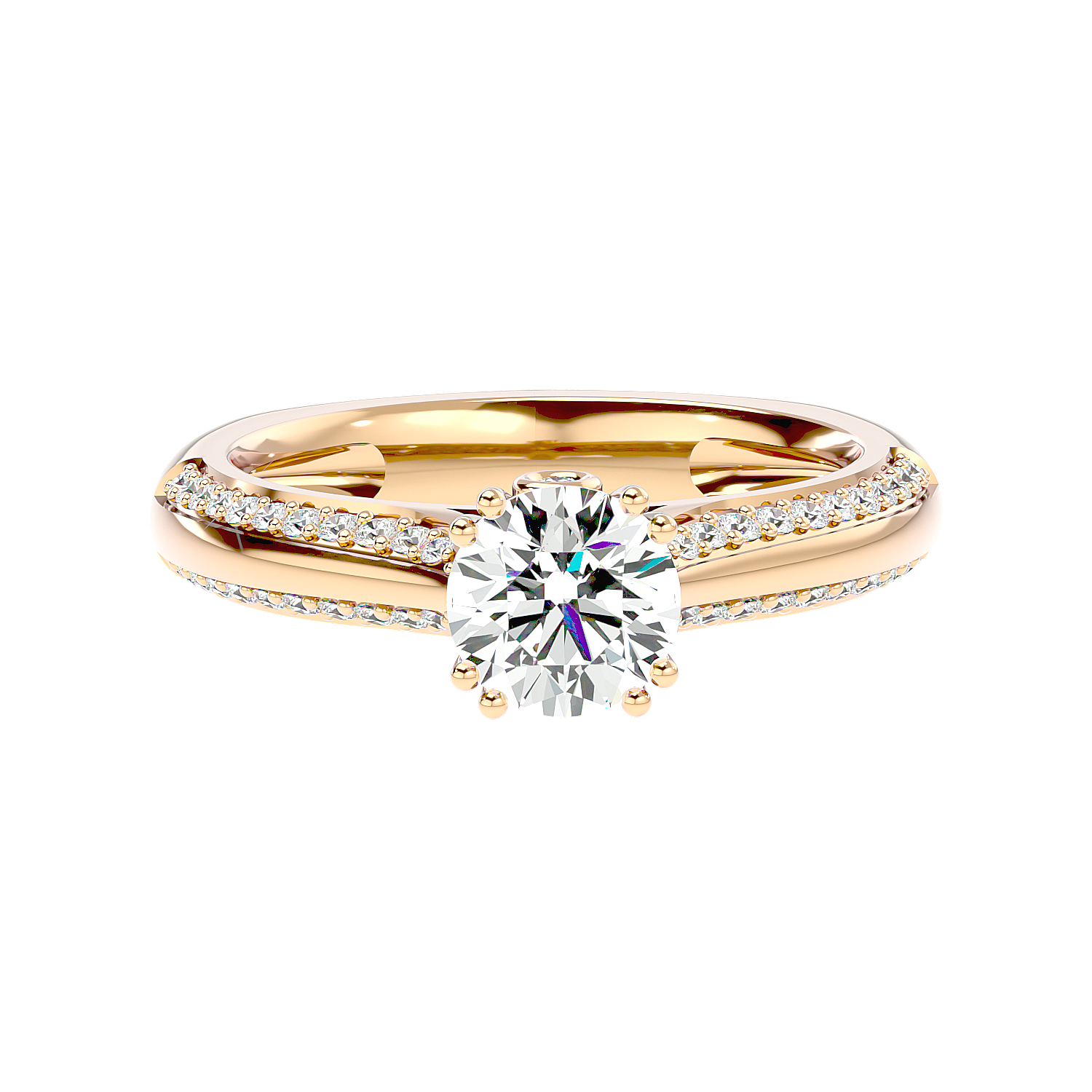 Solitaire Engagement Lab Diamond Ring 18 Karat Yellow Gold Elegans 69 Pointer Lab Diamond Ring Fiona Diamonds