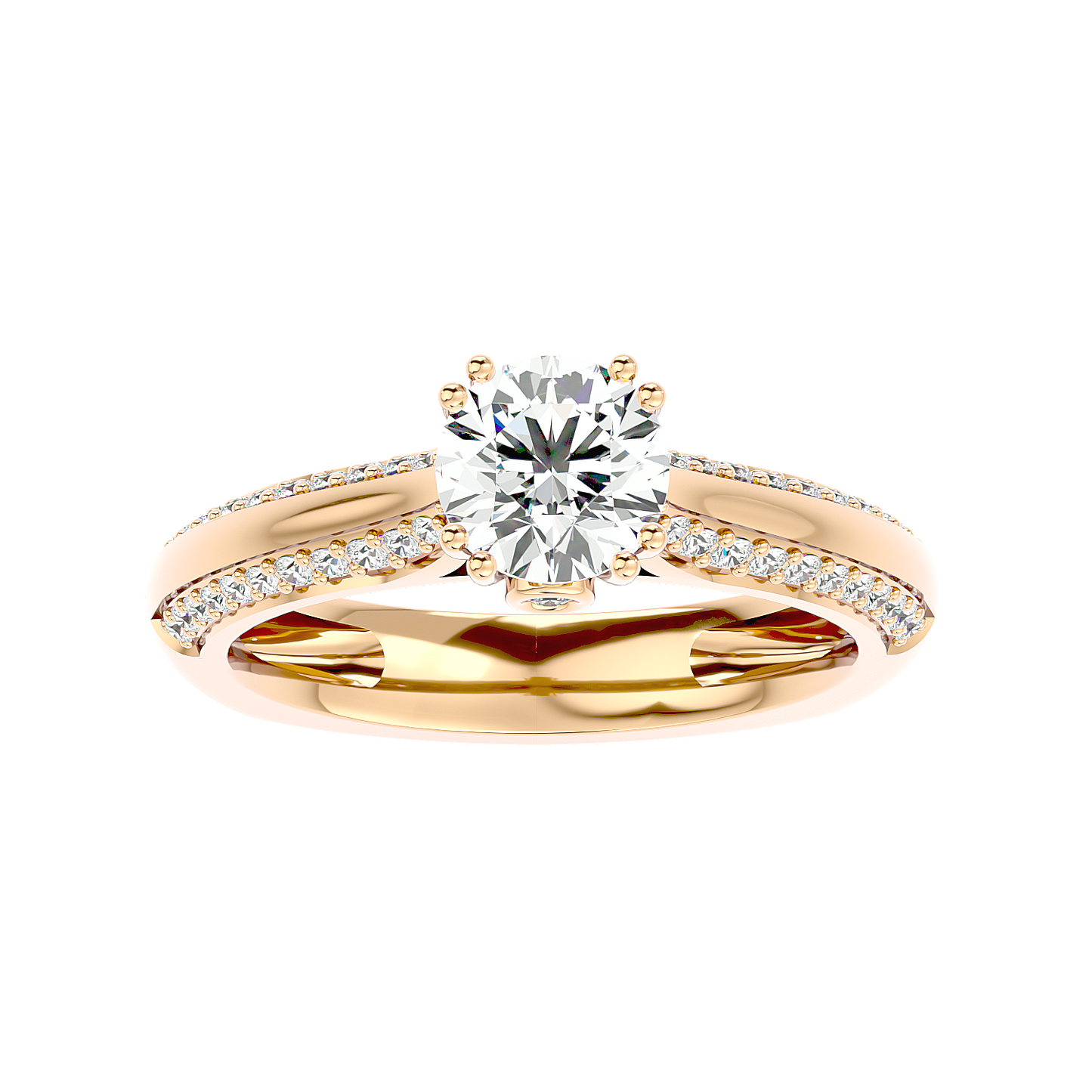 Load image into Gallery viewer, Solitaire Engagement Lab Diamond Ring 18 Karat Yellow Gold Elegans 69 Pointer Lab Diamond Ring Fiona Diamonds
