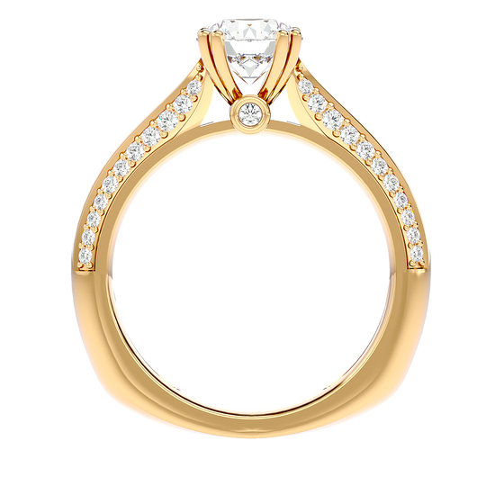 Load image into Gallery viewer, Solitaire Engagement Lab Diamond Ring 18 Karat Yellow Gold Elegans 69 Pointer Lab Diamond Ring Fiona Diamonds
