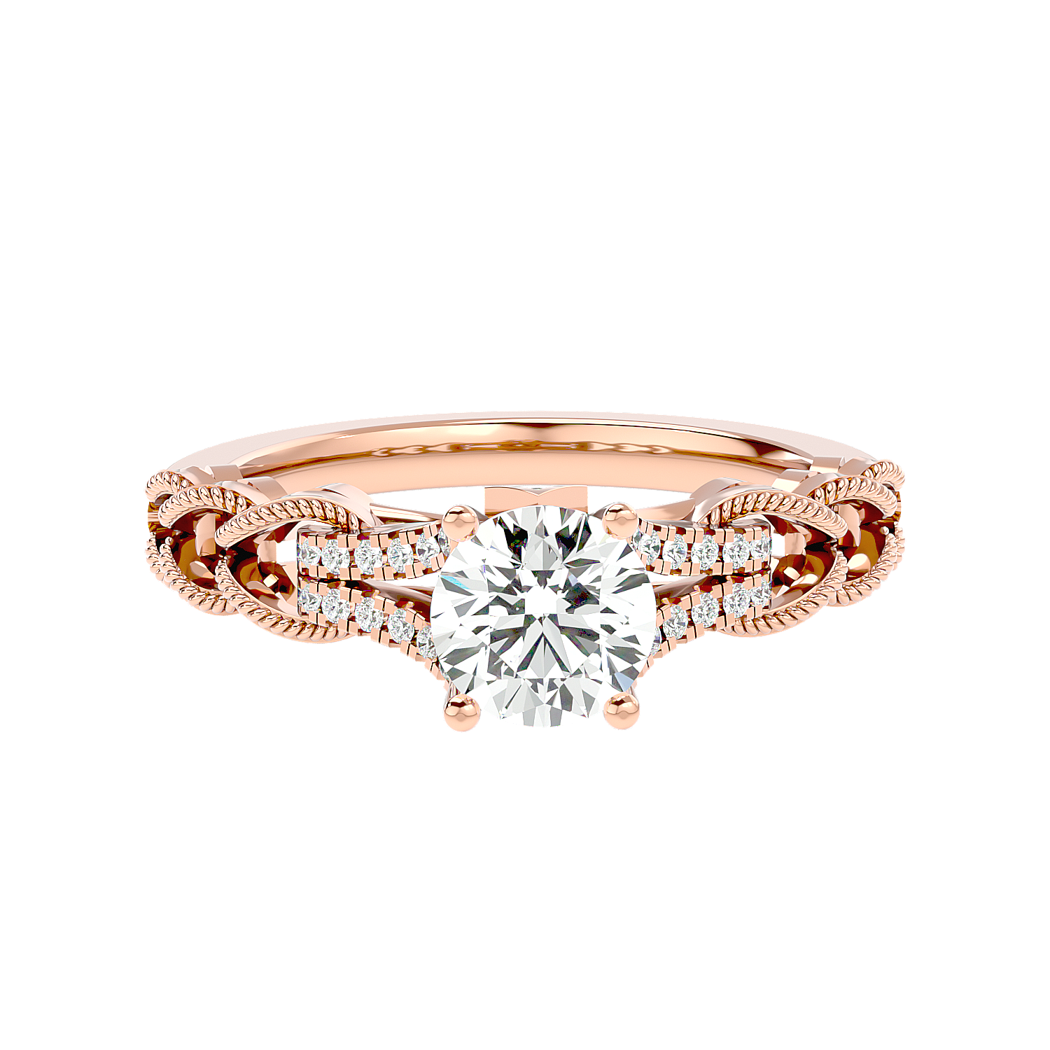 Solitaire Engagement Lab Diamond Ring 18 Karat Rose Gold Loop 65 Pointer Lab Diamond Ring Fiona Diamonds