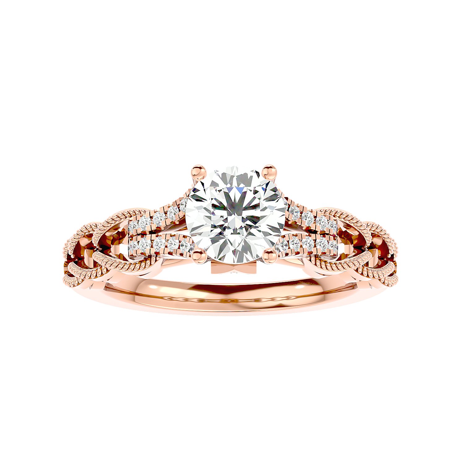Solitaire Engagement Lab Diamond Ring 18 Karat Rose Gold Loop 65 Pointer Lab Diamond Ring Fiona Diamonds