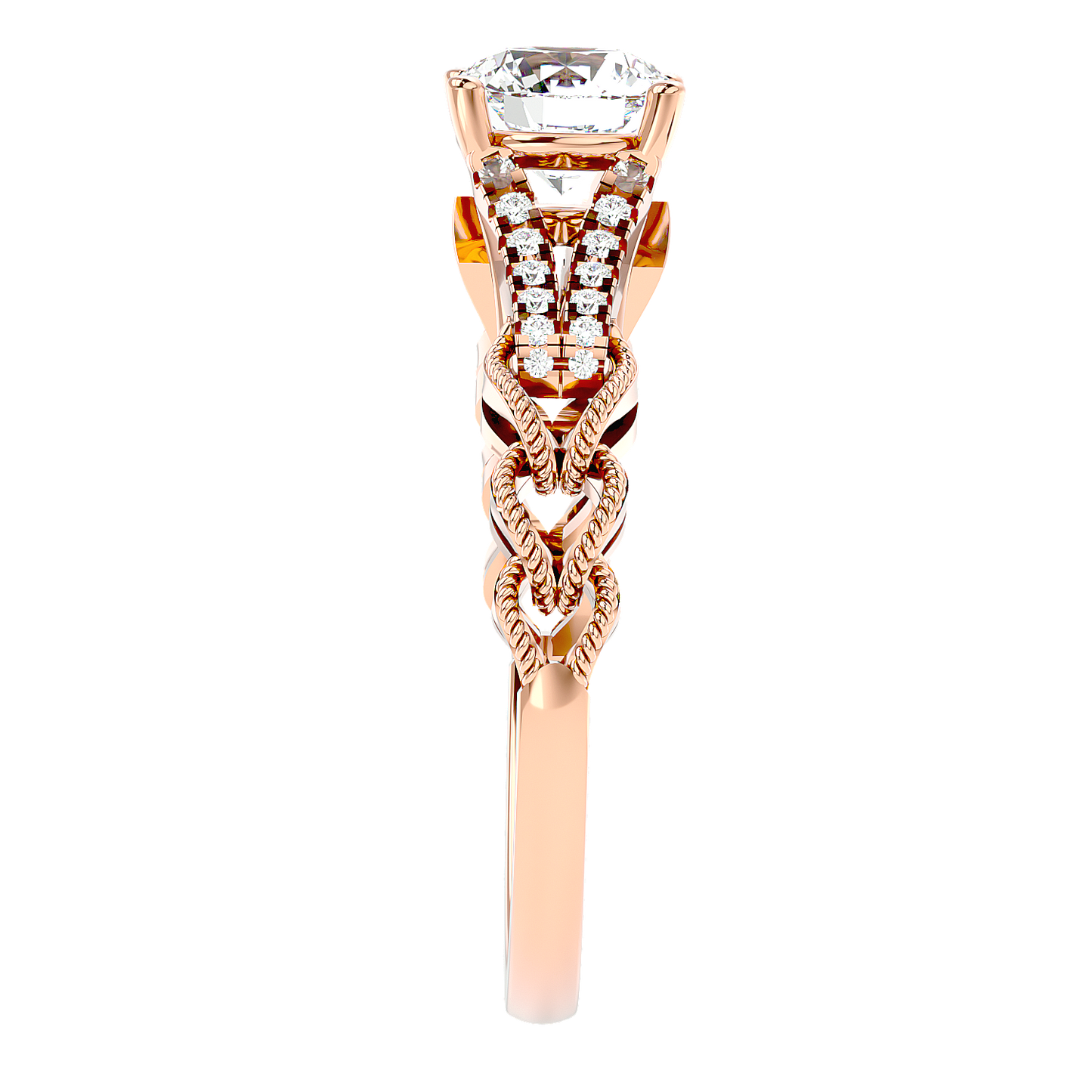 Solitaire Engagement Lab Diamond Ring 18 Karat Rose Gold Loop 65 Pointer Lab Diamond Ring Fiona Diamonds