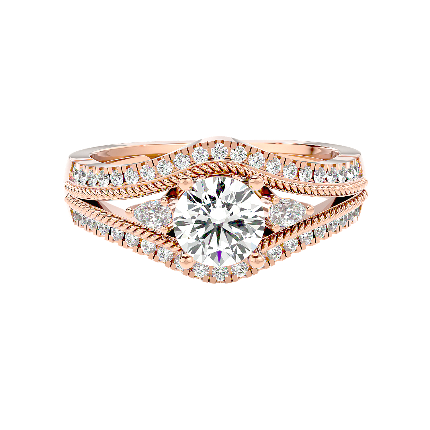 Solitaire Engagement Lab Diamond Ring 18 Karat Rose Gold Auge 55 Pointer Lab Diamond Ring Fiona Diamonds