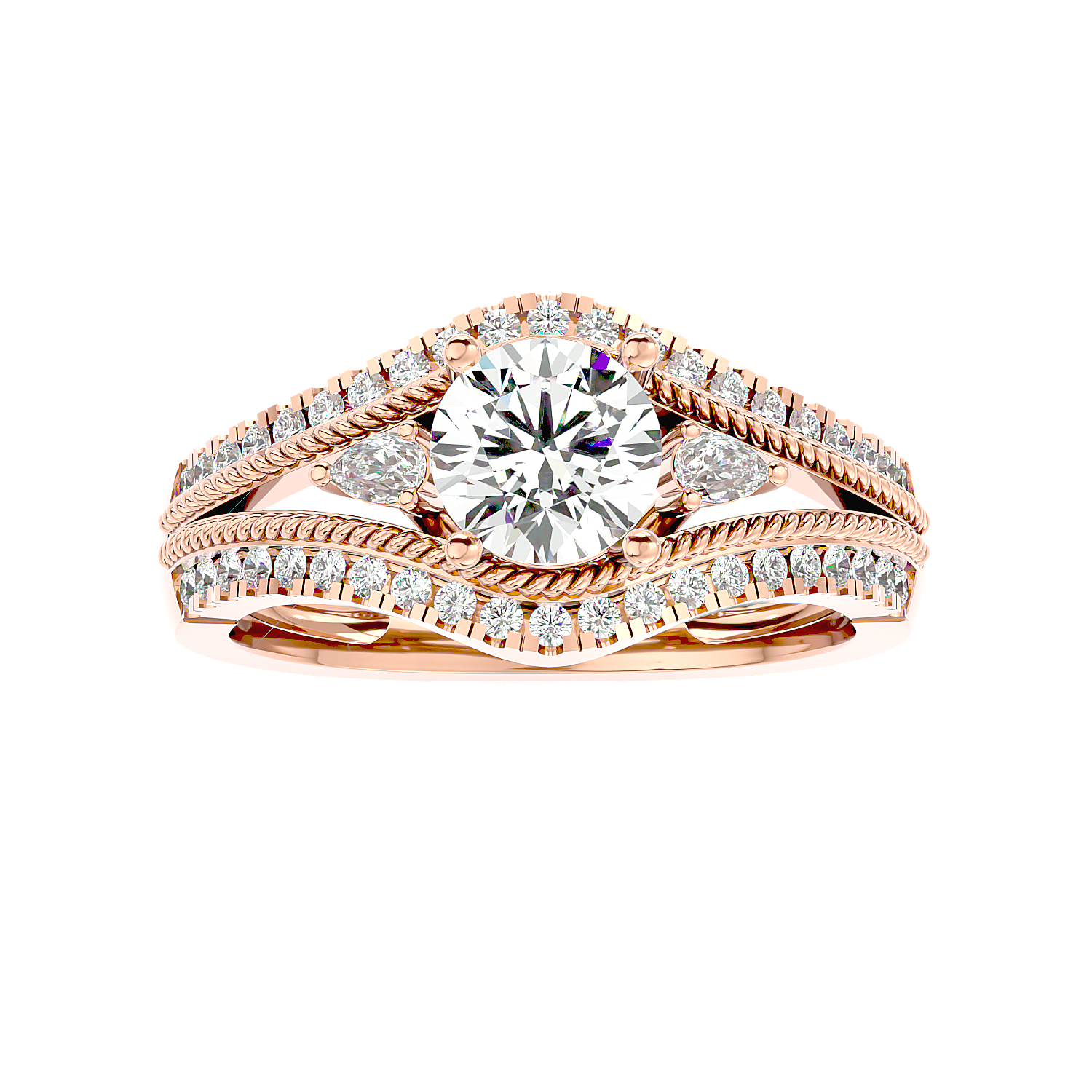 Solitaire Engagement Lab Diamond Ring 18 Karat Rose Gold Auge 55 Pointer Lab Diamond Ring Fiona Diamonds
