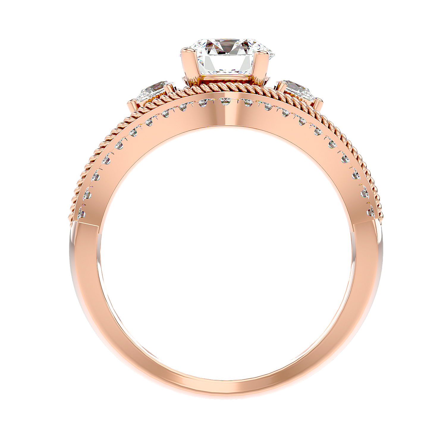 Solitaire Engagement Lab Diamond Ring 18 Karat Rose Gold Auge 55 Pointer Lab Diamond Ring Fiona Diamonds