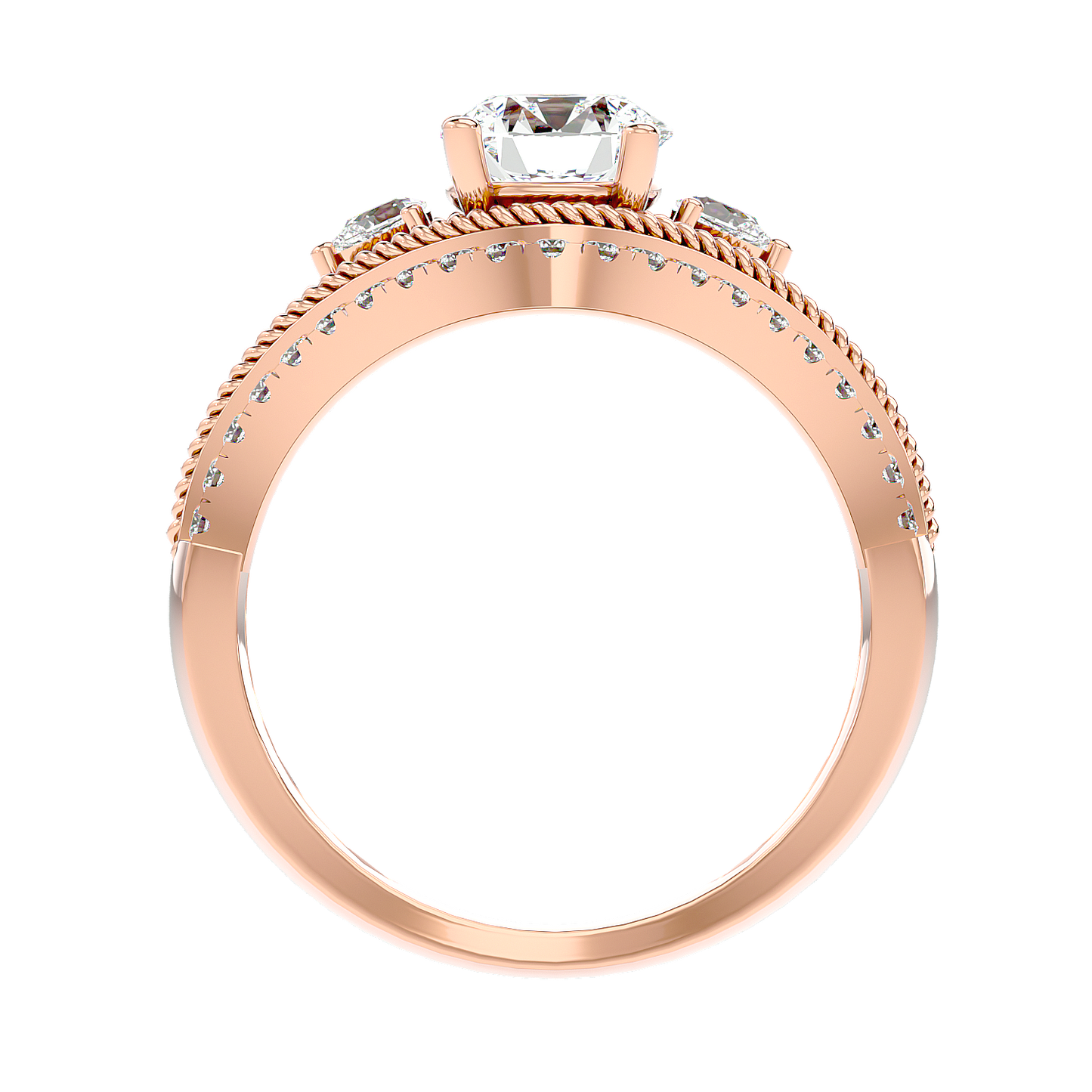 Load image into Gallery viewer, Solitaire Engagement Lab Diamond Ring 18 Karat Rose Gold Auge 55 Pointer Lab Diamond Ring Fiona Diamonds
