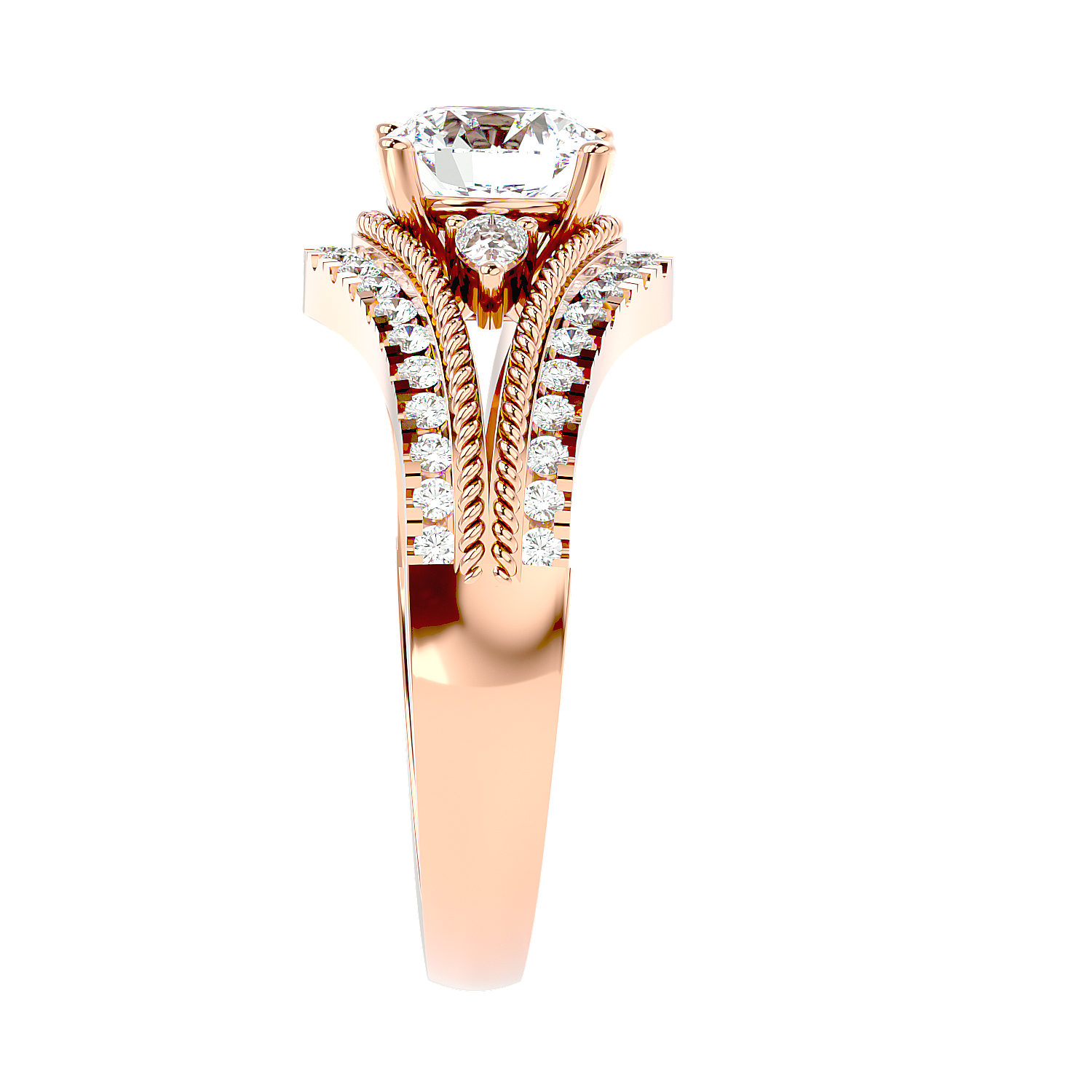 Solitaire Engagement Lab Diamond Ring 18 Karat Rose Gold Auge 55 Pointer Lab Diamond Ring Fiona Diamonds