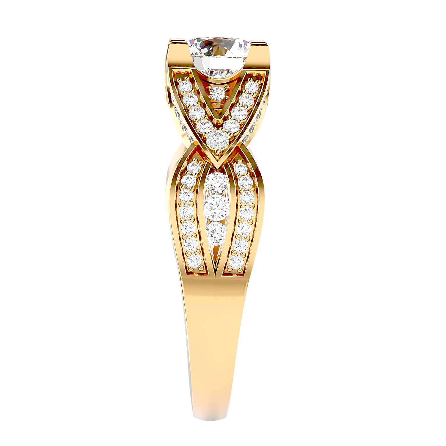 Solitaire Engagement Lab Diamond Ring 18 Karat Yellow Gold V and O 60 Pointer Lab Diamond Ring Fiona Diamonds