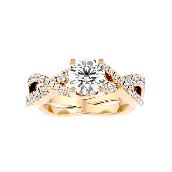 Load image into Gallery viewer, Solitaire Engagement Lab Diamond Ring 18 Karat Yellow Gold Infinitus 65 Pointer Lab Diamond Ring Fiona Diamonds
