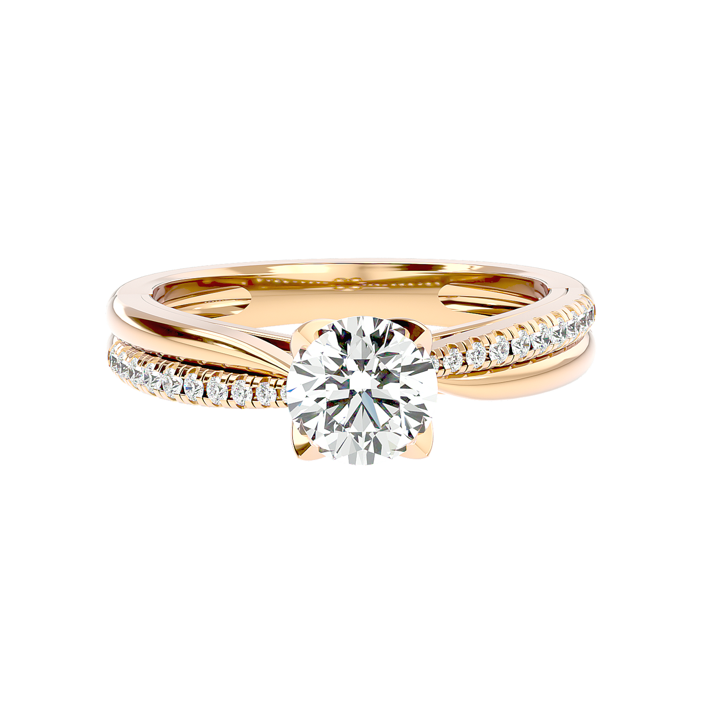 Load image into Gallery viewer, Solitaire Engagement Lab Diamond Ring 18 Karat Yellow Gold Starry Night 65 Pointer Lab Diamond Ring Fiona Diamonds
