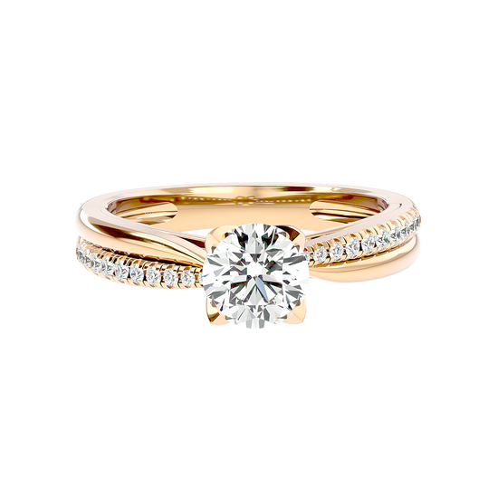 Load image into Gallery viewer, Solitaire Engagement Lab Diamond Ring 18 Karat Yellow Gold Starry Night 65 Pointer Lab Diamond Ring Fiona Diamonds
