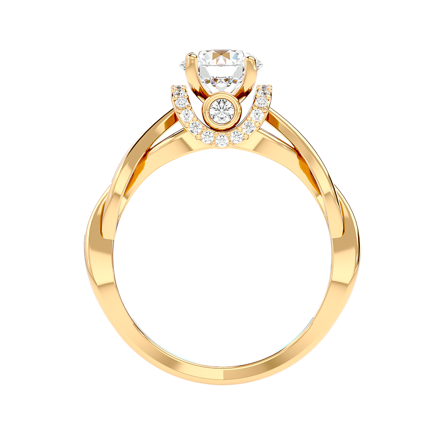 Solitaire Engagement Lab Diamond Ring 18 Karat Yellow Gold Mesha 69 Pointer Halo Lab Diamond Ring Fiona Diamonds