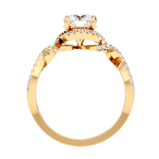 Solitaire Engagement Lab Diamond Ring 18 Karat Yellow Gold Twirl 69 Pointer Halo Lab Diamond Ring Fiona Diamonds